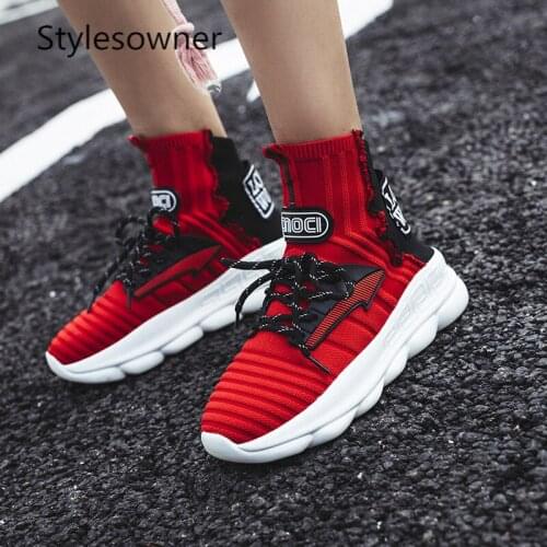 Stylesowner Popular Trends Hot Selling Shallow Flat Woman Sneakers Thick Bottom Slip-on Cool Design Red Solid Color Sneakers