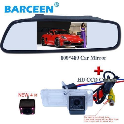 Universal car mirror monitor 4.3" with 4 ir car parking camera for Renault Fluence/Dacia Duster/Megane 3/for Nissan Terrano