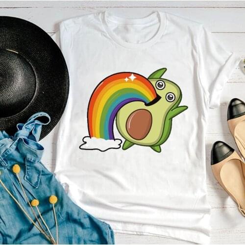 Women Graphic 90s Avocado Printing Fashion Cartoon Casual Short Sleeve Summer Print Female Clothes Tops Tees Tshirt T-Shirt