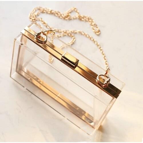 New Acrylic Transparent Women Clutch Bag Chain Luxury Brand Women Messenger Bag Evening Bag Handbag Chain Shoulder Bag