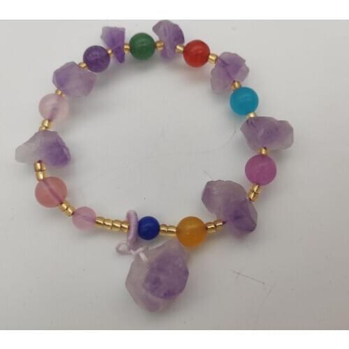 1PC Natural Crystal Amethyst Bracelet Mineral Jewelry Crystal Cluster Jewelry Couple Lovers Holiday Birthday Gift Jewelry