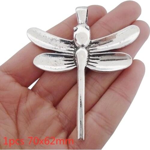 1pcs 70x62mm Large Dragonfly Charms Antique Silver Color Pendant Findings Diy Necklace Pendant Accessories Handmade Jewelry