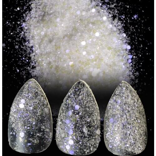 10ml/Box Glitter Powder Tips Mystic Clear Transparent Purple Mixed Size Powder Sheet Shiny Nail Decoration 294