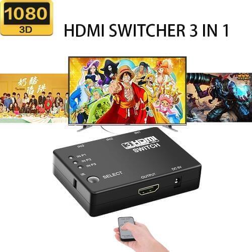 3 Port 1080p HDMI Switch Switcher Splitter Video Cable 3 In 1 Out IR Remote Control For XBOX HDTV PC PS3 PS4 DVD HD 3x1 HUB