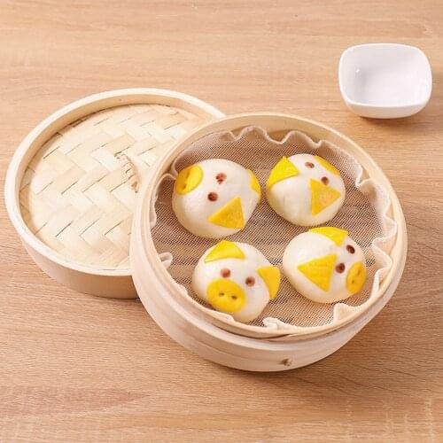 5pcs Non-stick Steamer Pad Round Bamboo Steamer Cloth Cage Drawer Steamer Paper Food Steaming Cloth