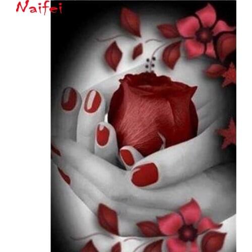 5d Diamond Painting Palm Rose Flower Full circular Diamond Embroidery Sale Diamond Picture Of Rhinestone Home Decor Gift