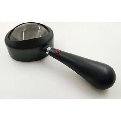 6X Black Pocket Gift LED Children Educational Magnifier 6.5 Times Magnifying Glass Handheld Reading Loupe with 2pcs LED Lamps