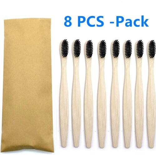 8-Pack Colorful Natural Bamboo Toothbrush Environment Wooden Rainbow Bamboo Toothbrush Oral Care Soft Bristle Wholesale