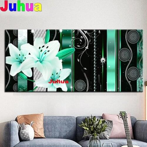 5d Diy Diamond painting"White Lily Green"diamond mosaic cross stitch embroidery diamond round square Drill Flower Home art