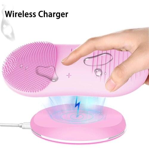 Wireless Charger Facial Silicone Cleansing Brush Sonic Face Brush 12 Speeds for Deep Pore Cleansing Blackhead Remove Massage