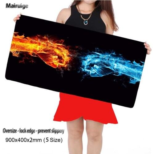 Mairuige Fire XL Large Gaming 300*700/800*300 /900*400 Black Locking Edge Mousepad Mouse Mat Keyboard Mat Table Mat Mouse Pads