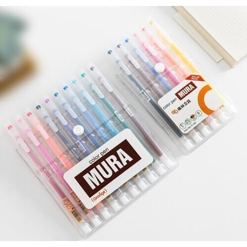 6/10/12 Mura Color Gel Ink Roller Ball Pens for Writing Marker Drawing Transparent design Office School Student Supplies F127