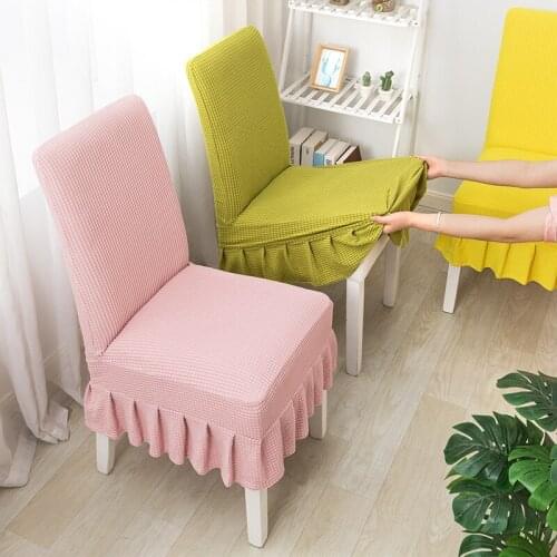 Brighten Sea Stretch Chair Covers for Dinning Room Spandex Velvet Chair Cover Ruffles Universal Seat Covers Elastic 1/2/4/6pcs
