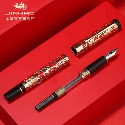 JINHAO 5000 Dragon High Quality Fountain Pen Luxury Office for Writing Metal Pluma Fuente Caneta Tinteiro Golden Nib
