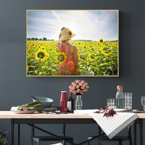 Sunrise Landscape Wall Painting Sunflower Picture Canvas Painting Prints for Living Room Decor Wall Art Pictures Bedroom Decor