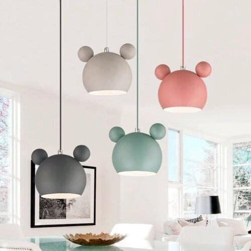 Creative Mickey chandelier wall lamp Nordic modern colorful macaron hanging lamp, childrens room restaurant decoration lampE27