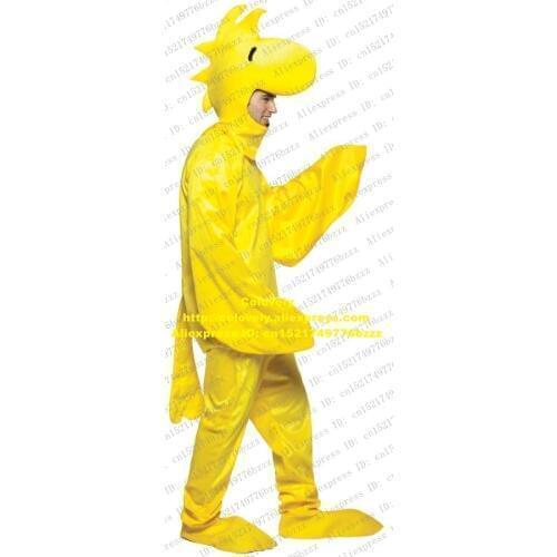 Smart Yellow Woodstock Festival Bird Mascot Costume Mascotte Adult With Big Wings Long Tail Cartoon Character No.1597 Free Ship