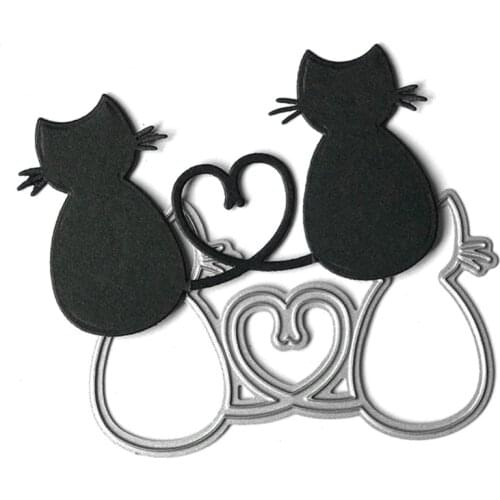 Heart Couple Cat Metal Cutting Dies Stencil Scrapbooking DIY Album Stamp Paper Card Mold Embossing Decoration Craft
