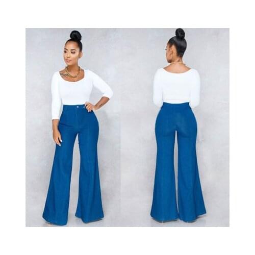 2020 Fashion Female Flared Jean Solid Color High Waist Bell-Bottomed Pants Close-Fitting Pants for Women Autumn Spring Clothes