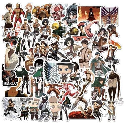 50pcs/pack Japanese Anime Attack on Titan Stickers For Motorcycle Notebook Computer Car Childrens Toy Guitar Refrigerator