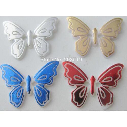 NBNLNG Butterfly buttons 120 pieces DIY arts craft supplies painting plastic button Flatback scrapbook embellishment