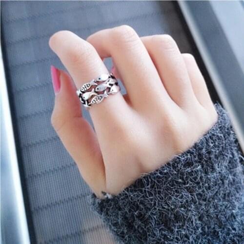 Charm Fish Finger Ring For Women Men Vintage Boho Knuckle Party Rings Punk Jewelry Girls Gift