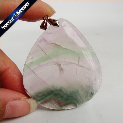 Wholesale Genuine Natural Rainbow Fluorite Crystal Stones Reiki Healing Women Necklaces Pendant Beads Jewelry Craft Making PS465