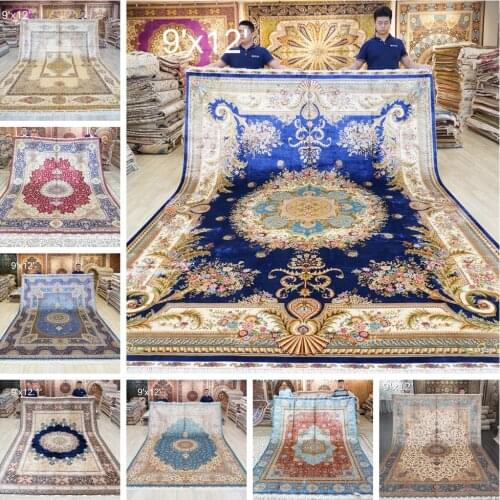 YILONG 9'x12' Silk on silk turkish silk rugs big size handknotted persian carpet