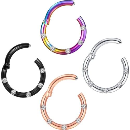 Fake Septum Clicker Nose Ring Non-piercing 16G for Women Men body Jewelry Color