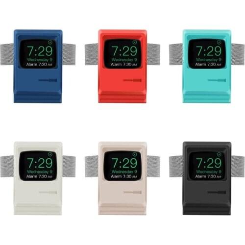 Cell Phone Stand Black/ Blue Classic Monitor Design for Desk Retro Style Portable Silicone Desk Phone Holder LX0B