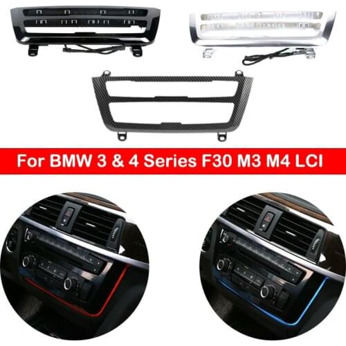 Radio trim led dashboard center console AC panel light with blue and orange color Atmosphere light For BMW 3 & 4 series F30 LCI