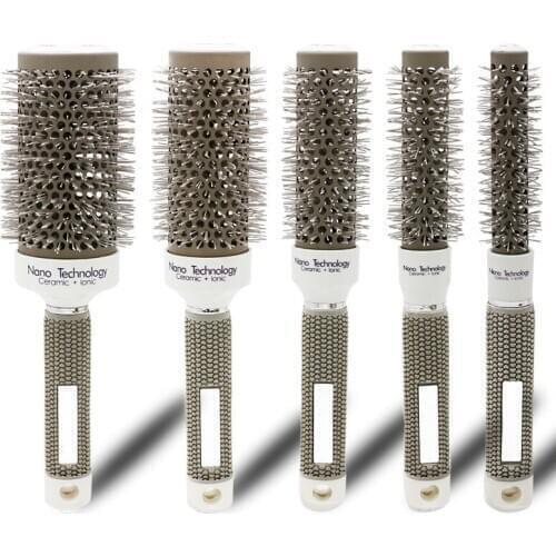 Professional Hair Dressing Brushes High Temperature Resistant Ceramic Iron Round Comb 5 size Hair Styling Tool Hairbrush 19-53mm