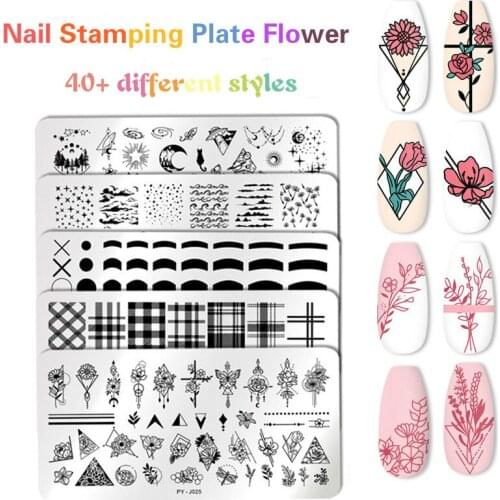 Nail Stamping Plate Flower Leaf Geometry Stamp Template Nail Image Plate Stencil DIY Printing Stainless Steel Tools 40 Style