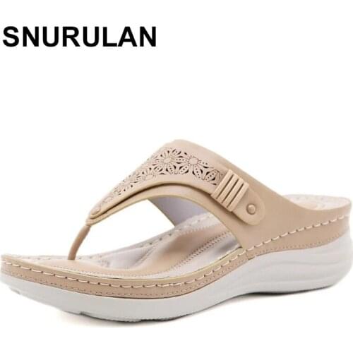 SNURULANSummer Women Platform Bath Slippers Wedge Sandals Beach Slippers Calzado Mujer Womens Slippers Fashion Hollow out