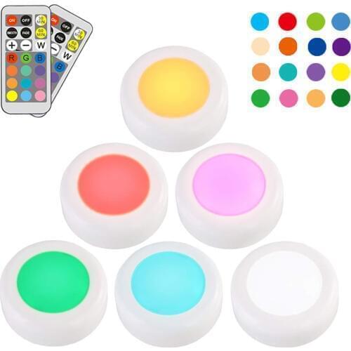 Touch LED Cabinet Light battery RGB Color Puck Light Dimmable Under Shelf Kitchen Counter Lighting remote controller night light