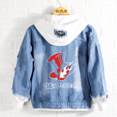 New PERSONA 5 hoodie Anime Coat spring autumn p5 reflect light Men Women Fashion Denim Jacket