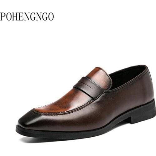 Retro Men Autumn Wedding Shoes Oxfords Luxury Dress Leather Shoes Men Slip On Business Casual Shoes Mens Fashion Formal Shoes