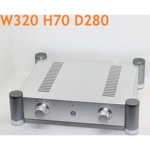 Power Amplifier Chassis Silver Aluminunm DIY Audio Box Tube Amplifier Preamp Enclosure Headphone Amp W320 H70 D280