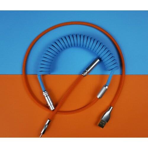 WOWLAB Manually Customized Cable USB Spiral Spring Cable Type-c Mini USB Theme Cable for Mechanical Keyboard
