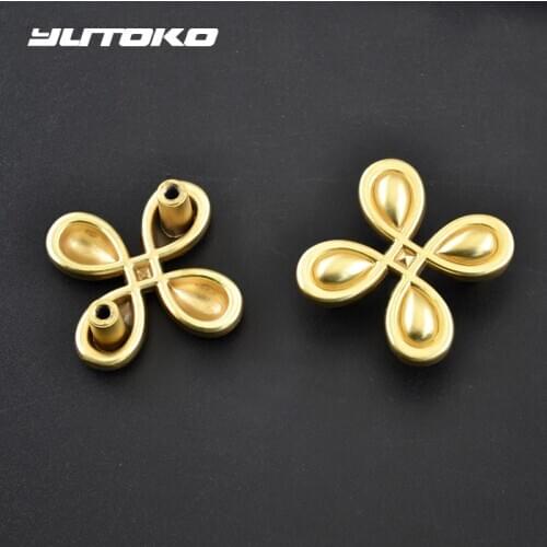 Yutoko Gold Four Leaf Clover Shape 32mm Cabinet Door Knobs Handles Furniture Handles Cupboard Wardrobe Drawer Pulls Hardware G40