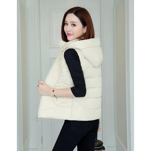 Hooded Autumn Winter Vest Women Waistcoat Fashion Korean Slim Sleeveless Jackets Thick Warm Vests Coat Female