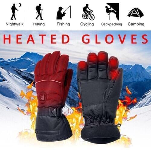 Winter Electric Heated Gloves Windproof Cycling Warm Heating Touch Screen Skiing Gloves Ski Climbing Hiking Camping Equipment