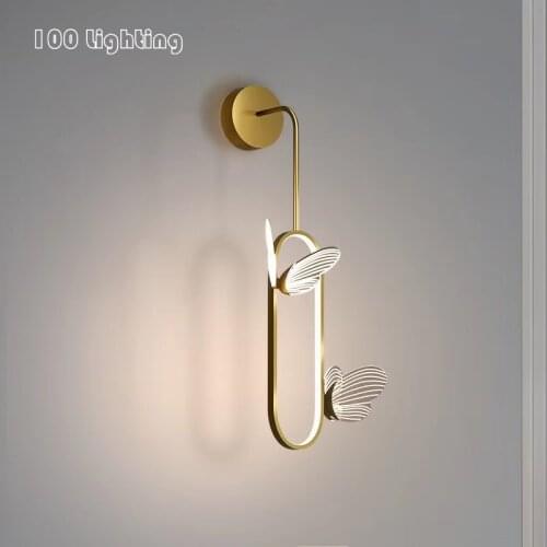 Acrylic Butterfly LED Wall Lamp Home Decoration Lighting Fixtures Parlor Bedside Wall Sconces Gold Metal New Style Dropshipping