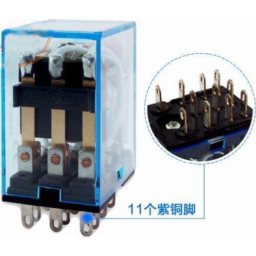 Free ship 10pc 3NO 3NC Electromanetic Relay MY3NJ 220V AC Coil Miniature Relay Replace HH53P/JZX-22F(D)/32 11PIN 3A Power Relay
