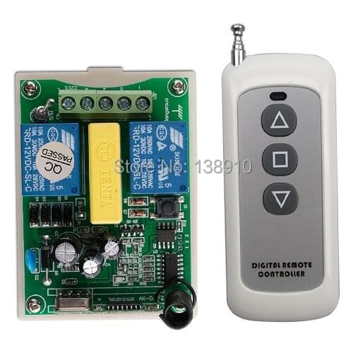 AC 220V 2CH RF Wireless Remote Control Switch 1X Transmitter +1 X Receiver tubular motor garage door projection screen shutters