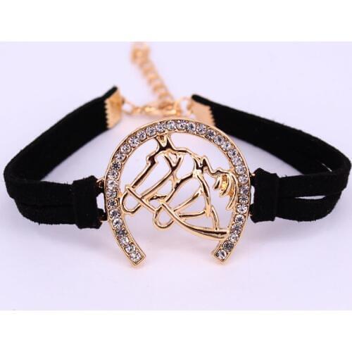 Hzew two horse head Horseshoe u shape bracelet two colors bracelets gift