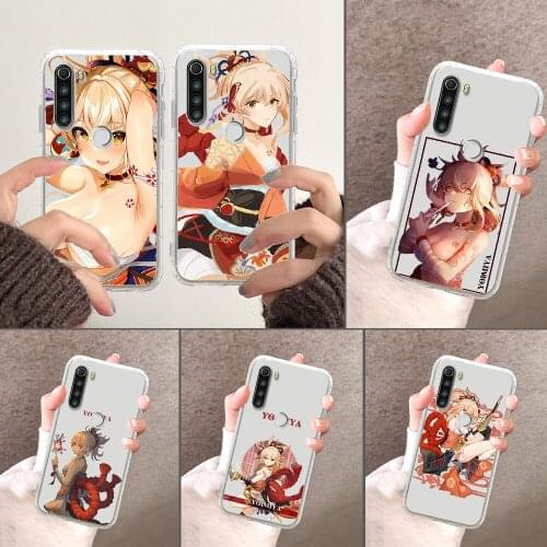 Genshin Impact Yoimiya Phone Case Transparent For Xiaomi Redmi Note 7 7A 8 8T 9 9A 9S 10 K30 Pro Ultra transparent silicone