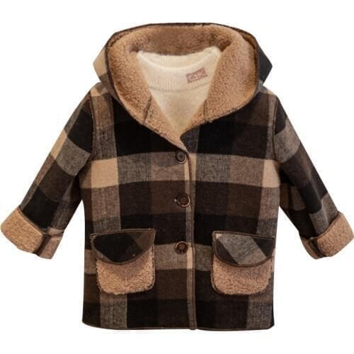 Boys and girls fur integrated thick coat childrens long hooded cotton coat