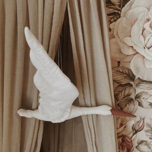 Cotton Line Wall Hanging Swan Plush Stuffed Doll Nursery Room Pendant Home Bedroom Kids Room Decoration Hanging Ornament Pillow