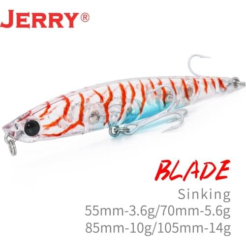 Jerry Blade Sinking Pencil baits 55s 70s 85s 105s Trout Bass Lure Treble Hook Long Casting Pecsa Tackle